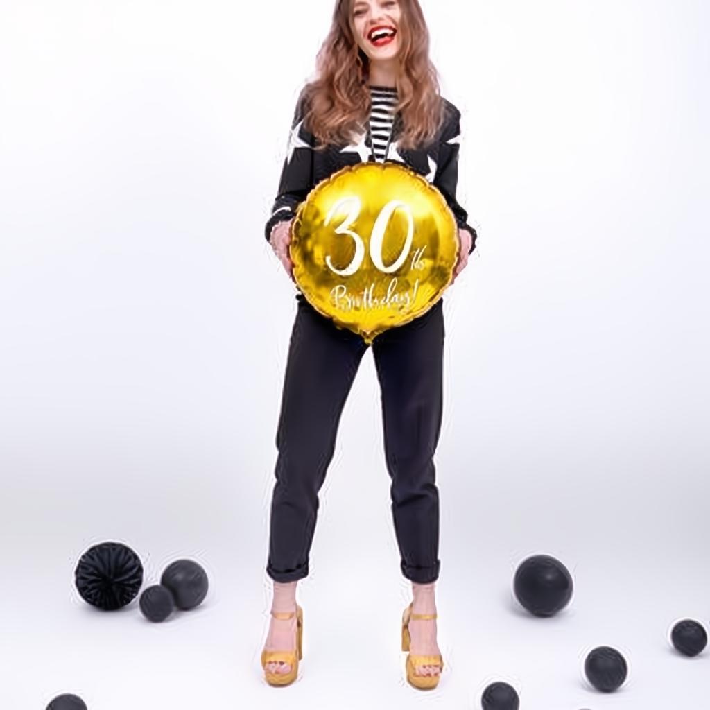 Folienballon 30th Birthday, gold, 45cm PartyDeco 2 fiestastore