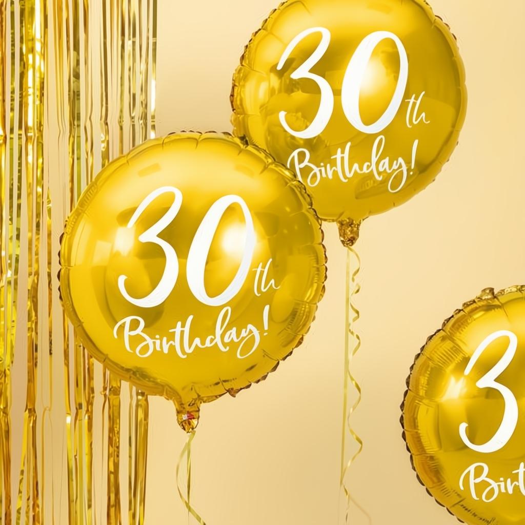 Folienballon 30th Birthday, gold, 45cm PartyDeco 5 fiestastore