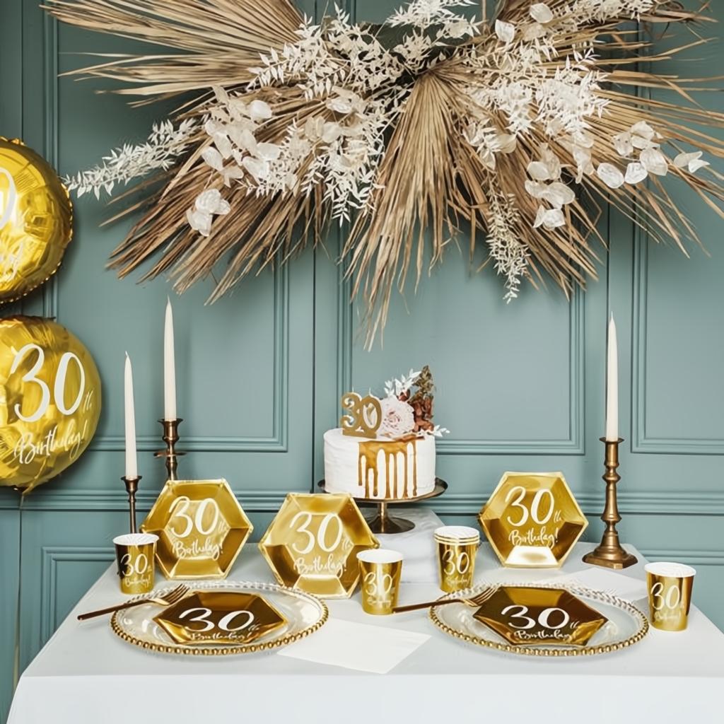 Folienballon 30th Birthday, gold, 45cm PartyDeco 7 fiestastore