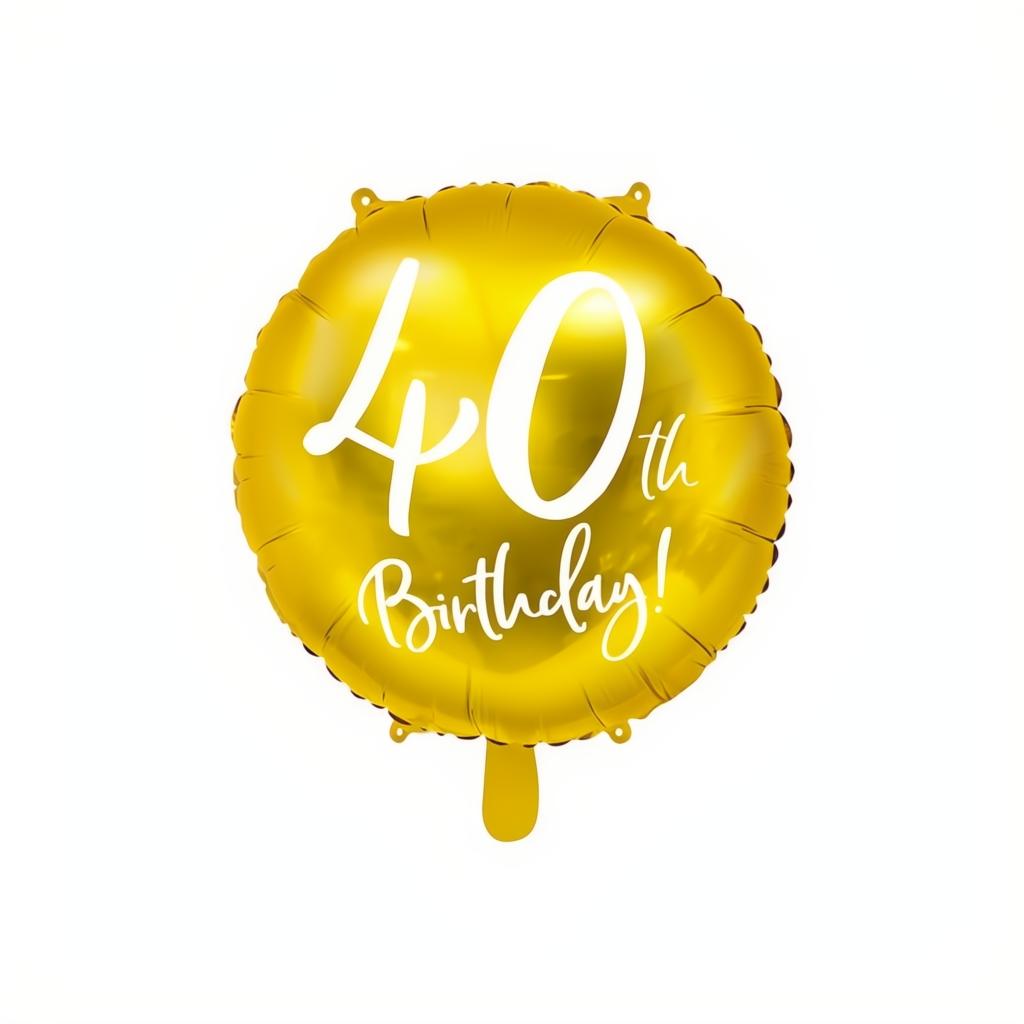 Folienballon 40th Birthday, gold, 45cm PartyDeco 1 fiestastore