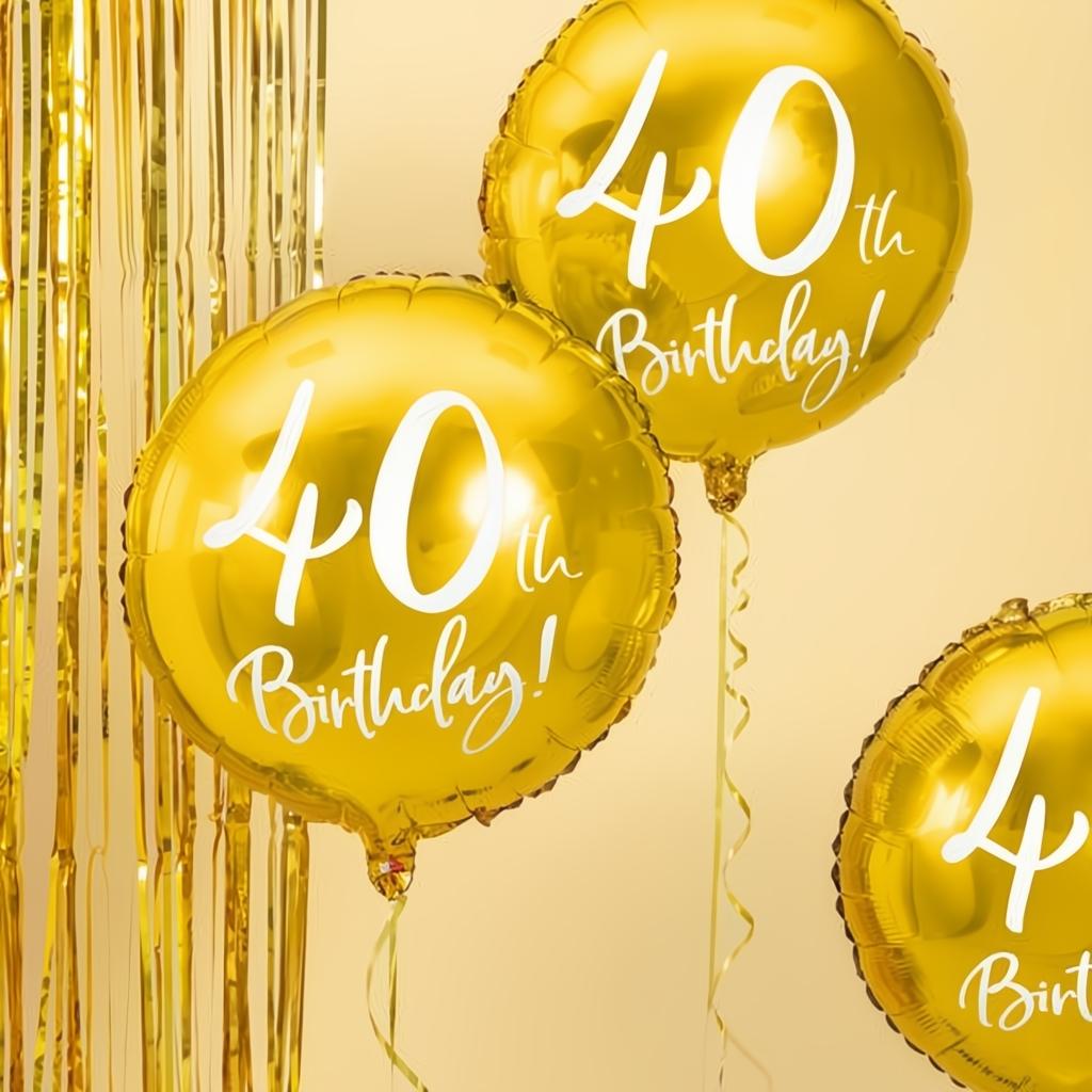 Folienballon 40th Birthday, gold, 45cm PartyDeco 2 fiestastore