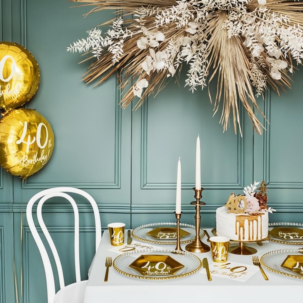 Folienballon 40th Birthday, gold, 45cm PartyDeco 5 fiestastore