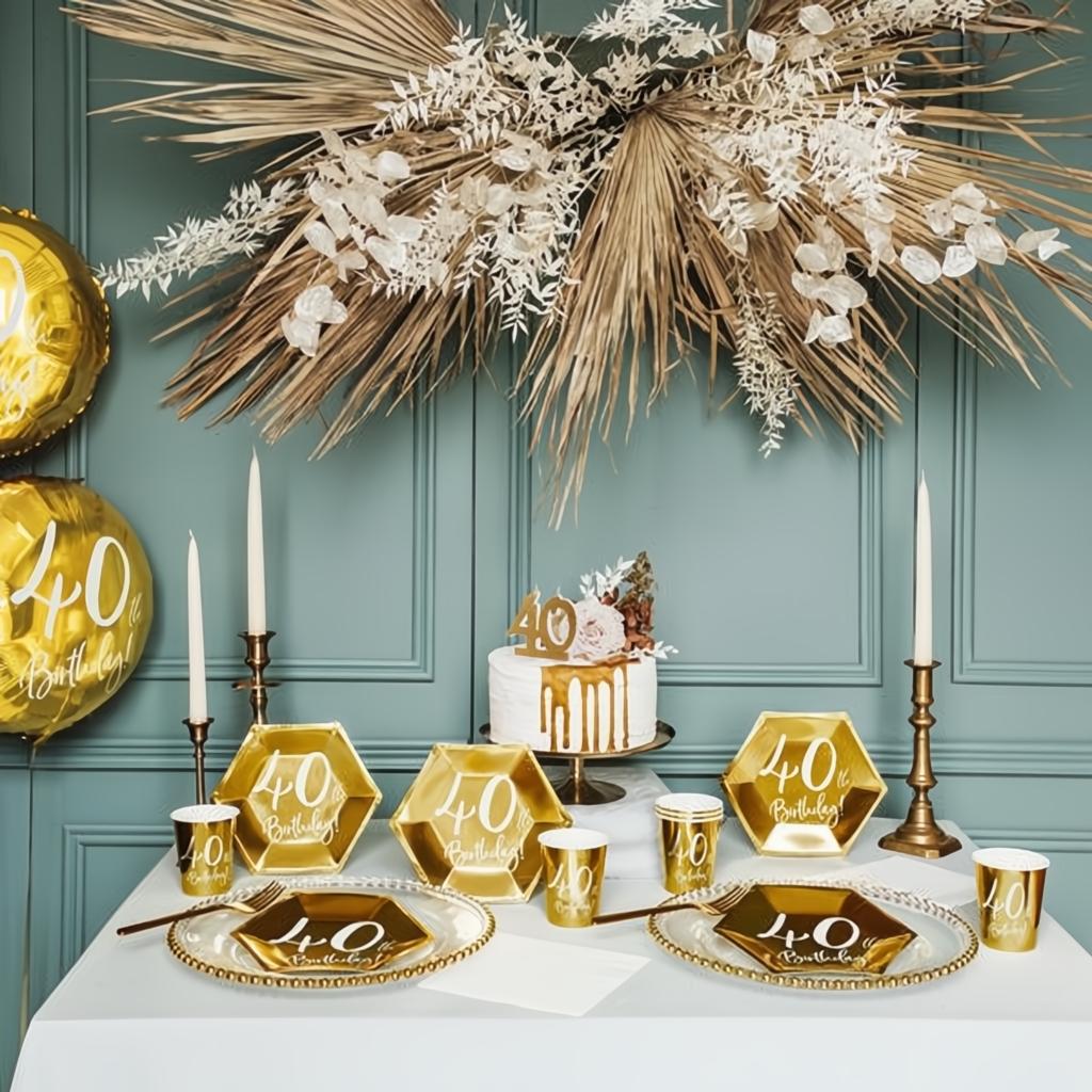 Folienballon 40th Birthday, gold, 45cm PartyDeco 6 fiestastore