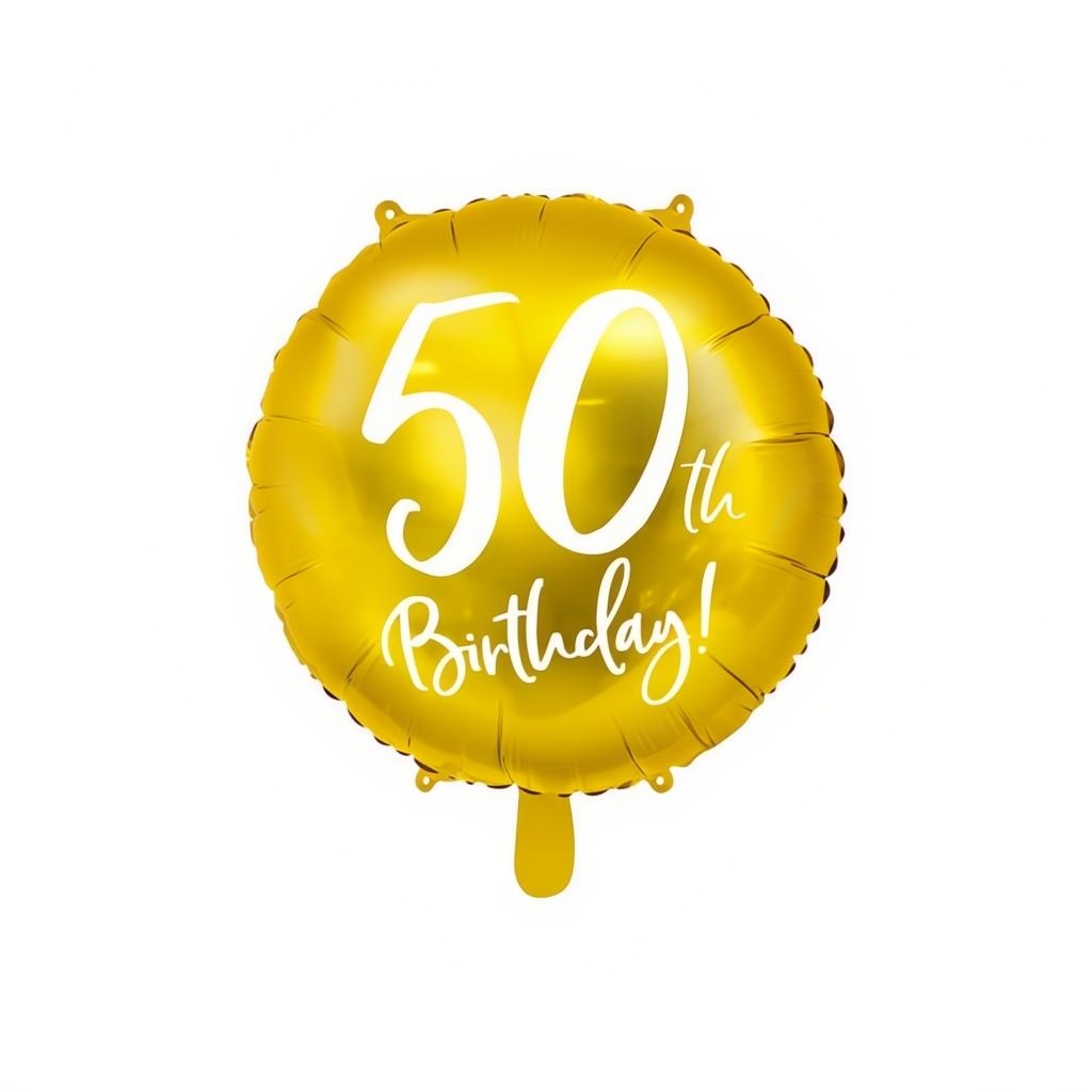 Folienballon 50th Birthday, gold, 45cm PartyDeco 1 fiestastore