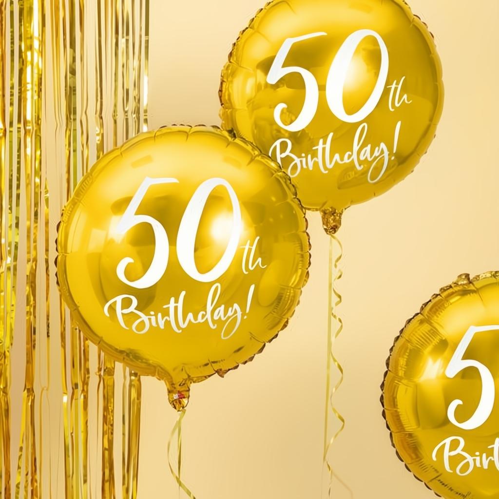 Folienballon 50th Birthday, gold, 45cm PartyDeco 2 fiestastore