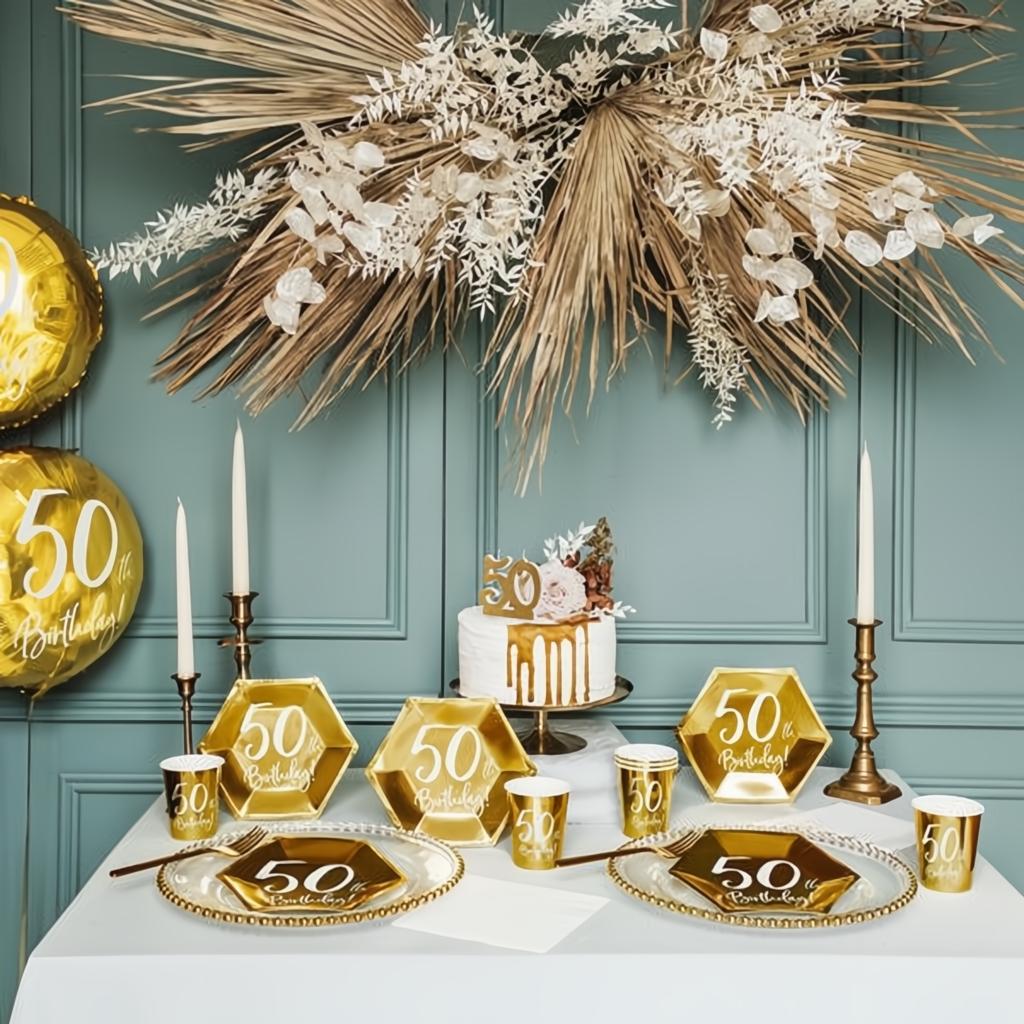 Folienballon 50th Birthday, gold, 45cm PartyDeco 5 fiestastore