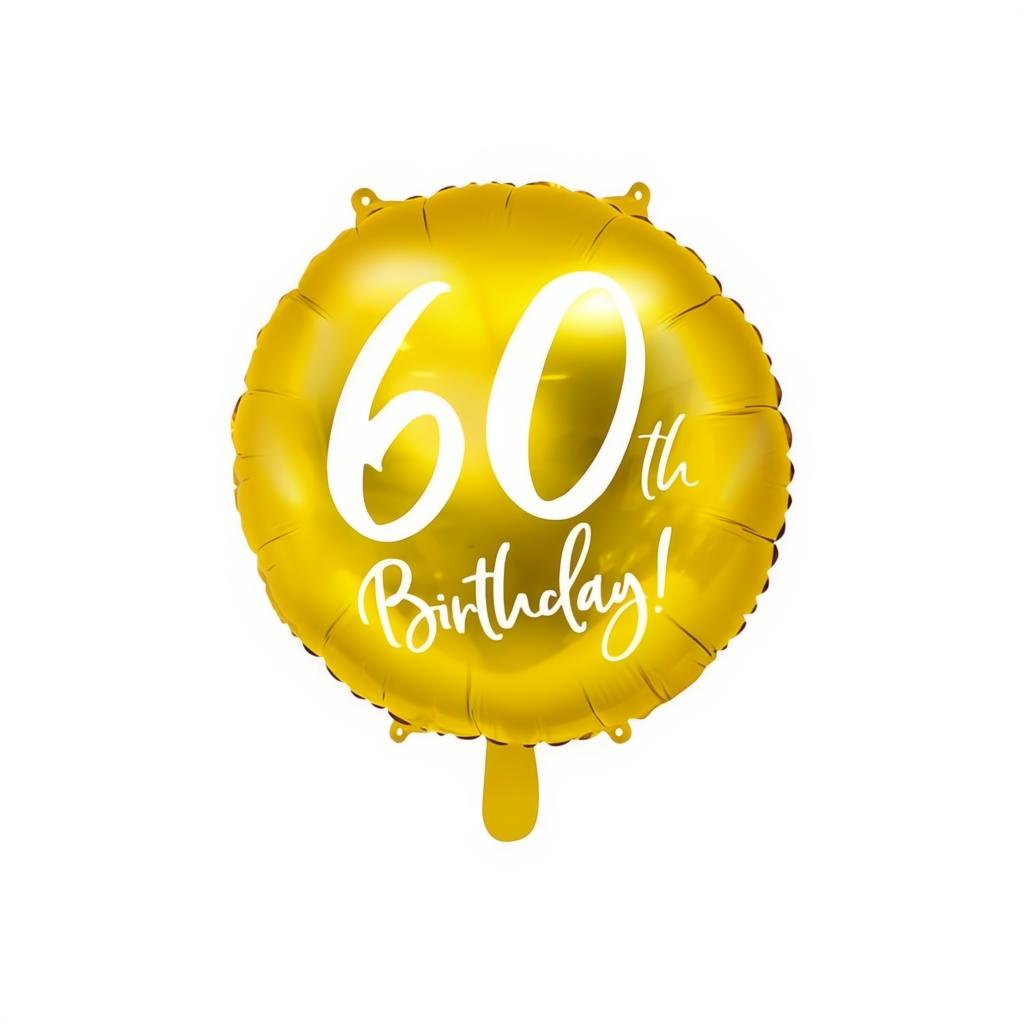 Folienballon 60th Birthday, gold, 45cm PartyDeco 1 fiestastore