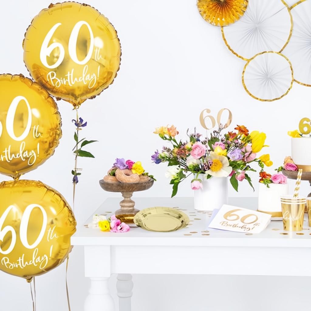 Folienballon 60th Birthday, gold, 45cm PartyDeco 3 fiestastore