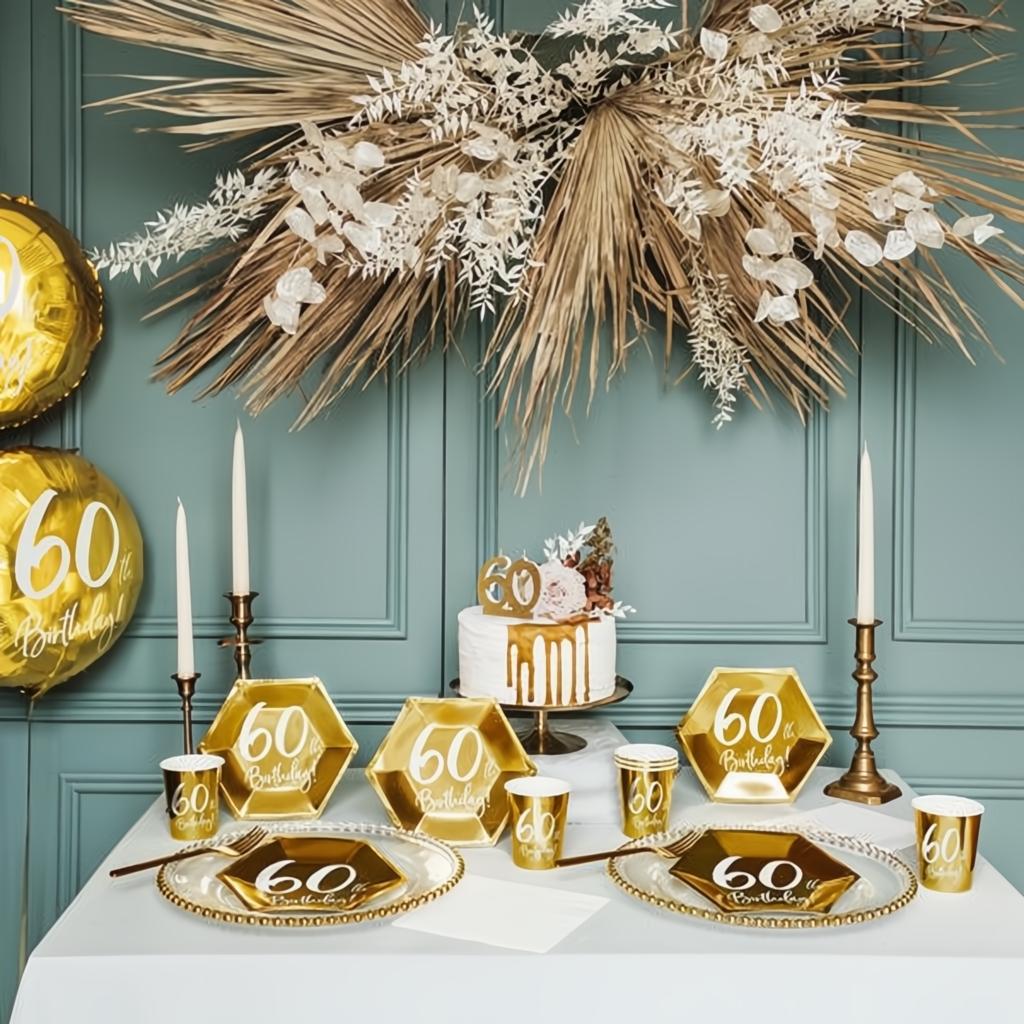 Folienballon 60th Birthday, gold, 45cm PartyDeco 5 fiestastore