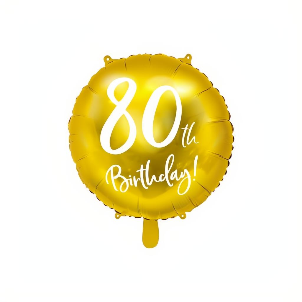 Folienballon 80th Birthday, gold, 45cm PartyDeco 1 fiestastore