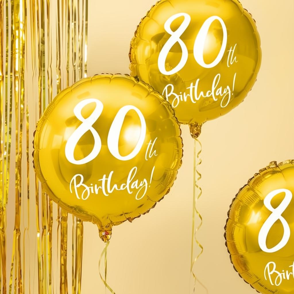 Folienballon 80th Birthday, gold, 45cm PartyDeco 2 fiestastore