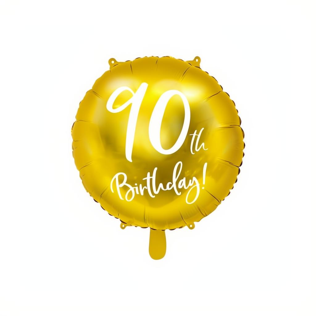 Folienballon 90th Birthday, gold, 45cm PartyDeco 1 fiestastore