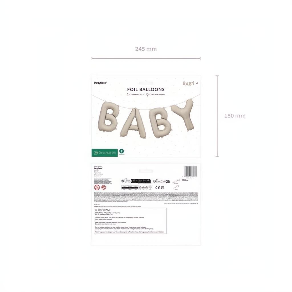 Folienballon Baby, 140x43 cm, beige PartyDeco 3 fiestastore