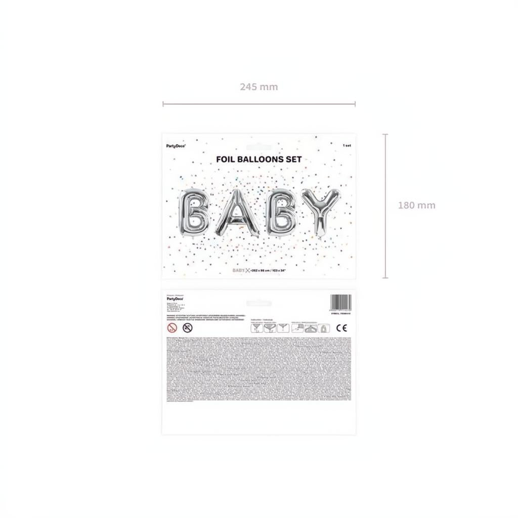 Folienballon Baby, 262x86cm, silber PartyDeco 2 fiestastore