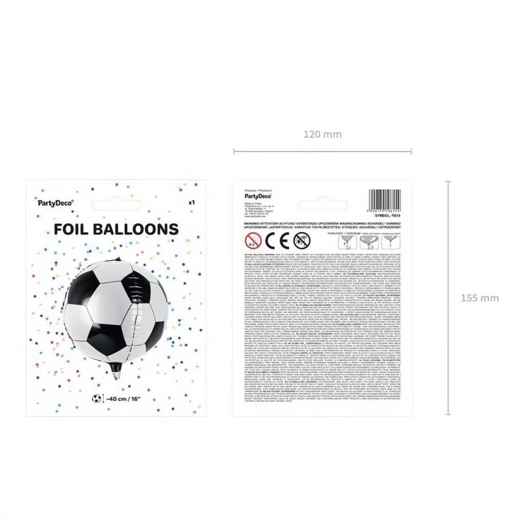 Folienballon Ball, 40cm Gemischte Farbe PartyDeco 3 fiestastore