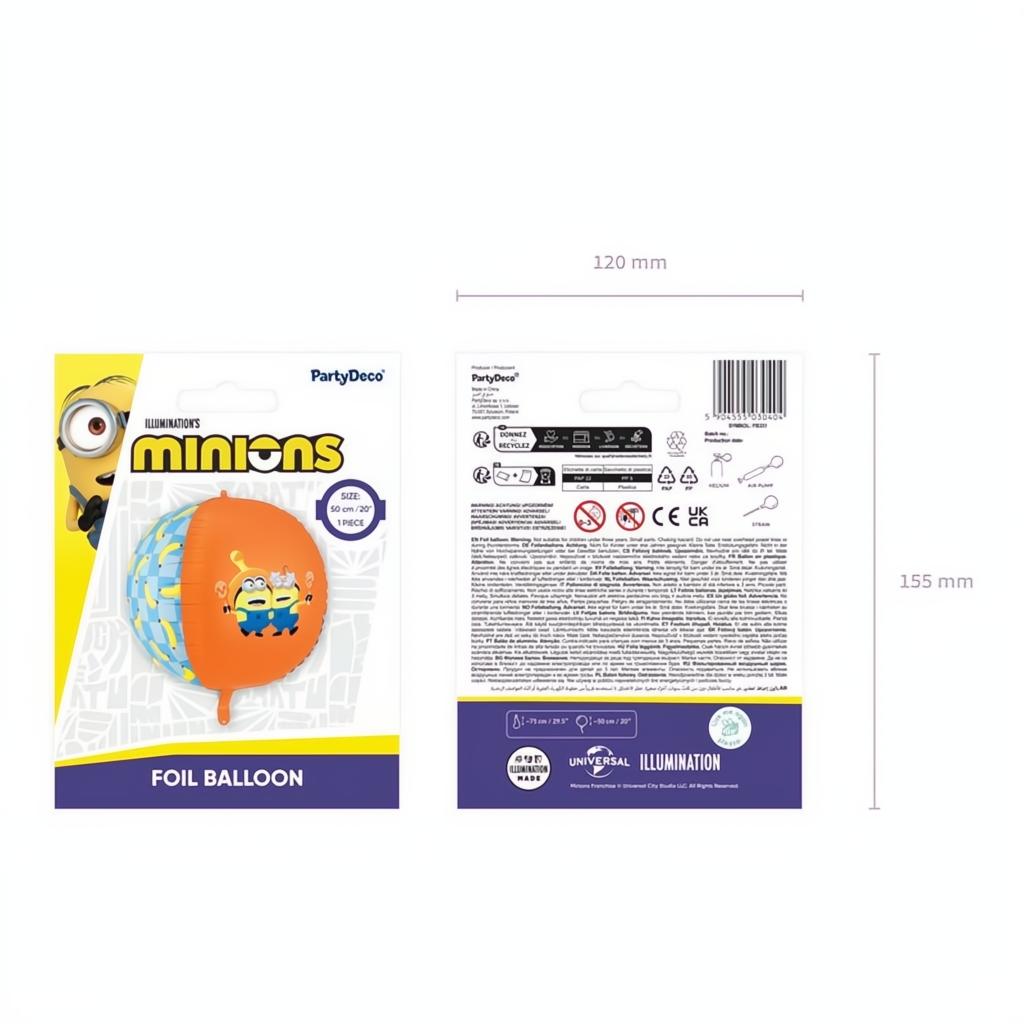 Folienballon Ball mit Minions, 75 cm PartyDeco 5 fiestastore