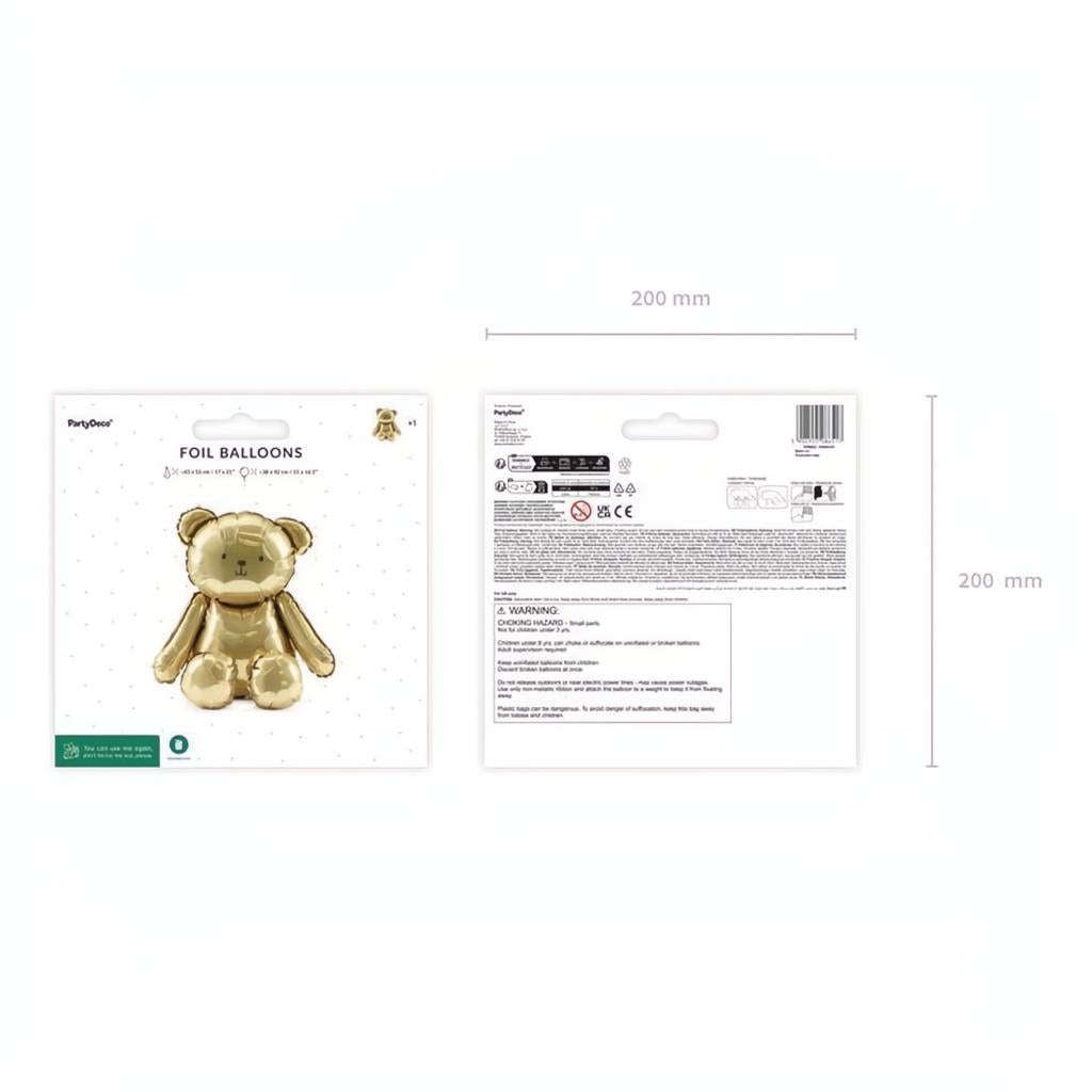Folienballon Bär, 43x53 cm, goldfarben PartyDeco 6 fiestastore
