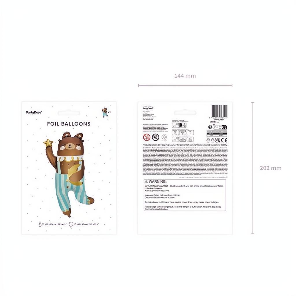 Folienballon Bär, 72x104 cm PartyDeco 4 fiestastore