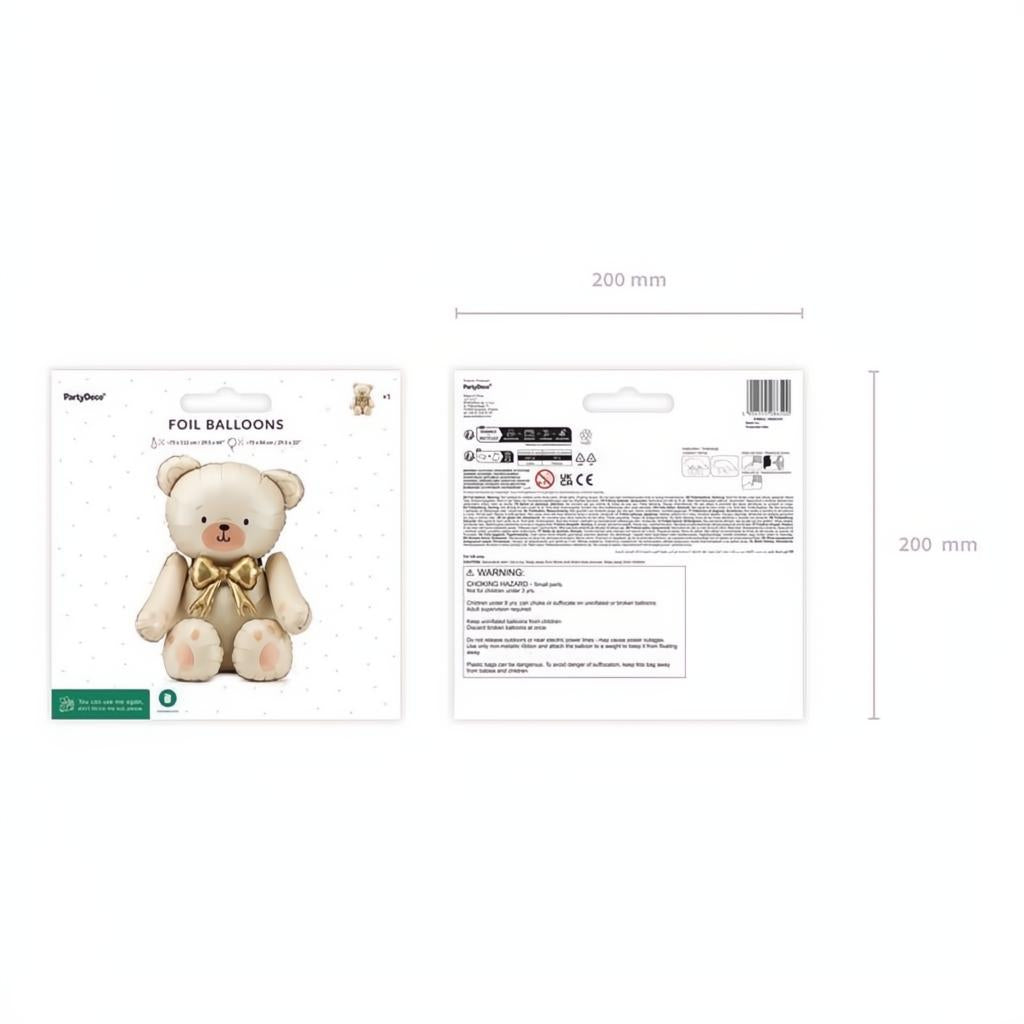 Folienballon Bär, 75x84 cm, cremefarben PartyDeco 4 fiestastore