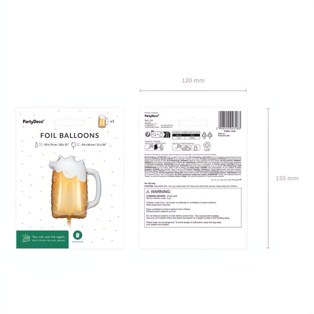Folienballon Bier, 66 x 54 cm PartyDeco 3 fiestastore