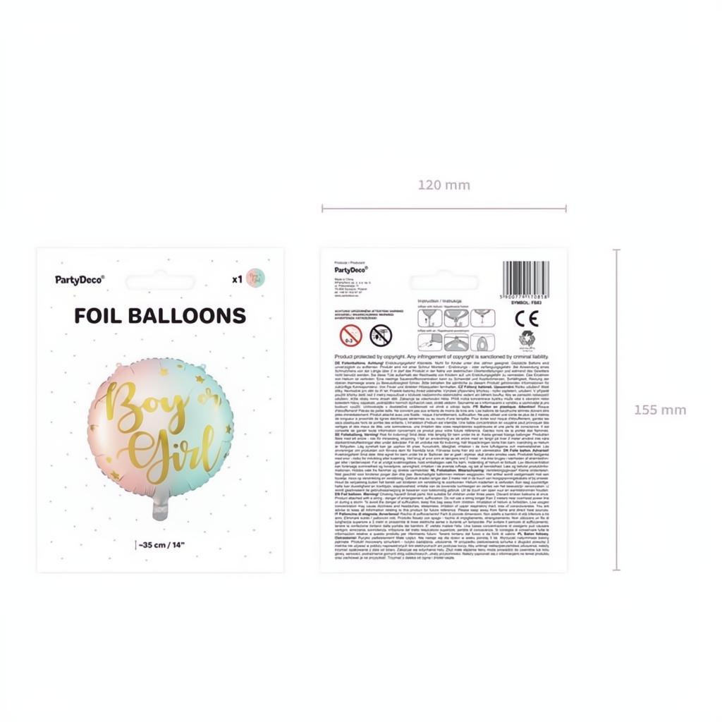 Folienballon Boy or Girl, 35cm PartyDeco 5 fiestastore