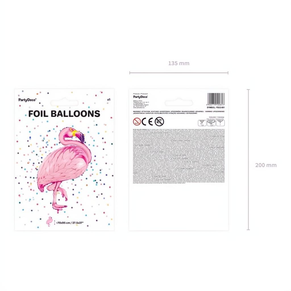 Folienballon Flamingo, rosa, 70x95cm Folienballons PartyDeco 6 fiestastore