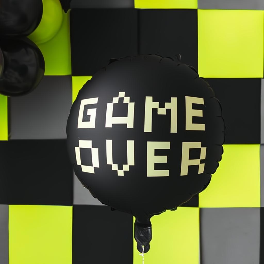 Folienballon Game over, 45 cm, Schwarz Folienballons PartyDeco 2 fiestastore