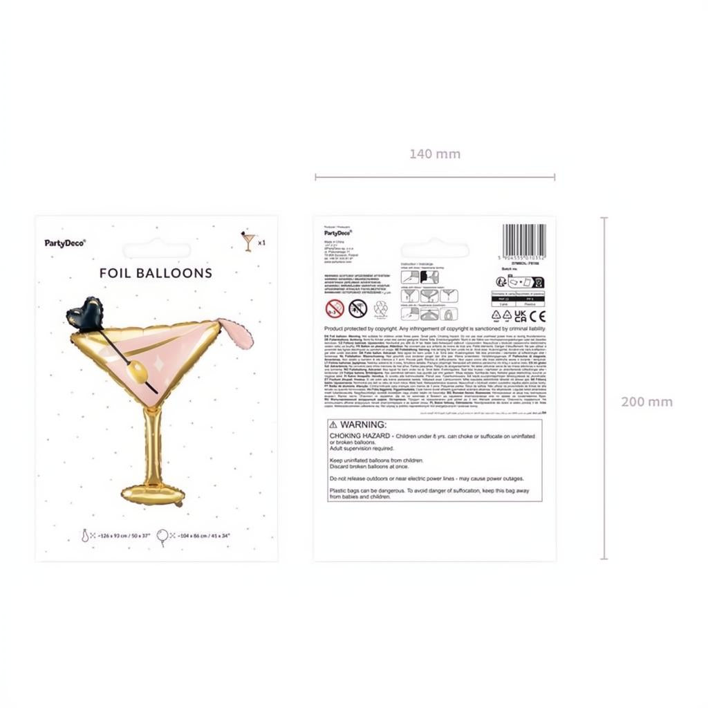 Folienballon Glas, 126x93 cm PartyDeco 6 fiestastore