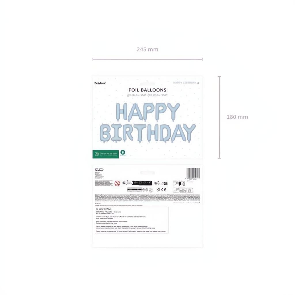 Folienballon Happy Birthday, 340x35cm, blau PartyDeco 3 fiestastore