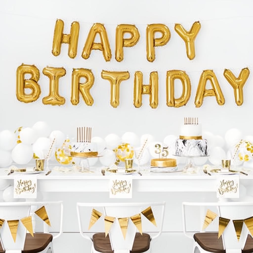 Folienballon Happy Birthday, 340x35cm, gold PartyDeco 2 fiestastore