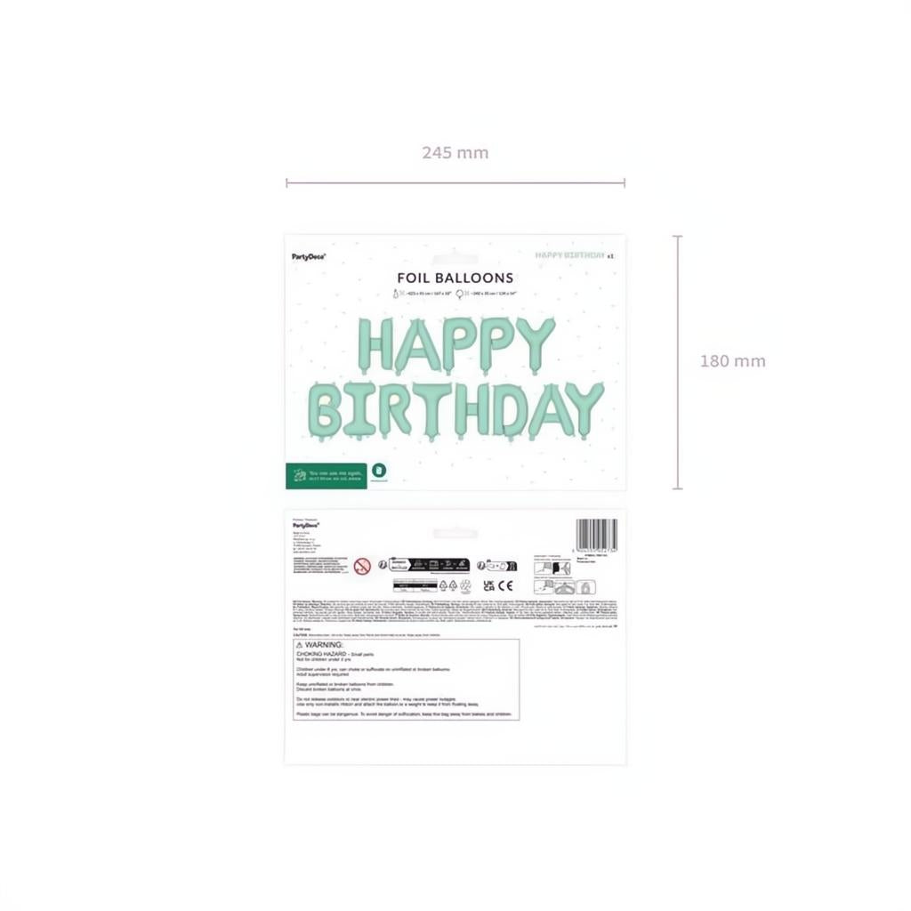 Folienballon Happy Birthday, 340x35cm, grün PartyDeco 3 fiestastore