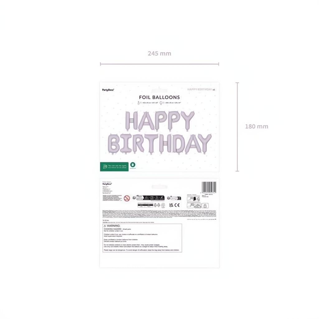 Folienballon Happy Birthday, 340x35cm, lila PartyDeco 3 fiestastore