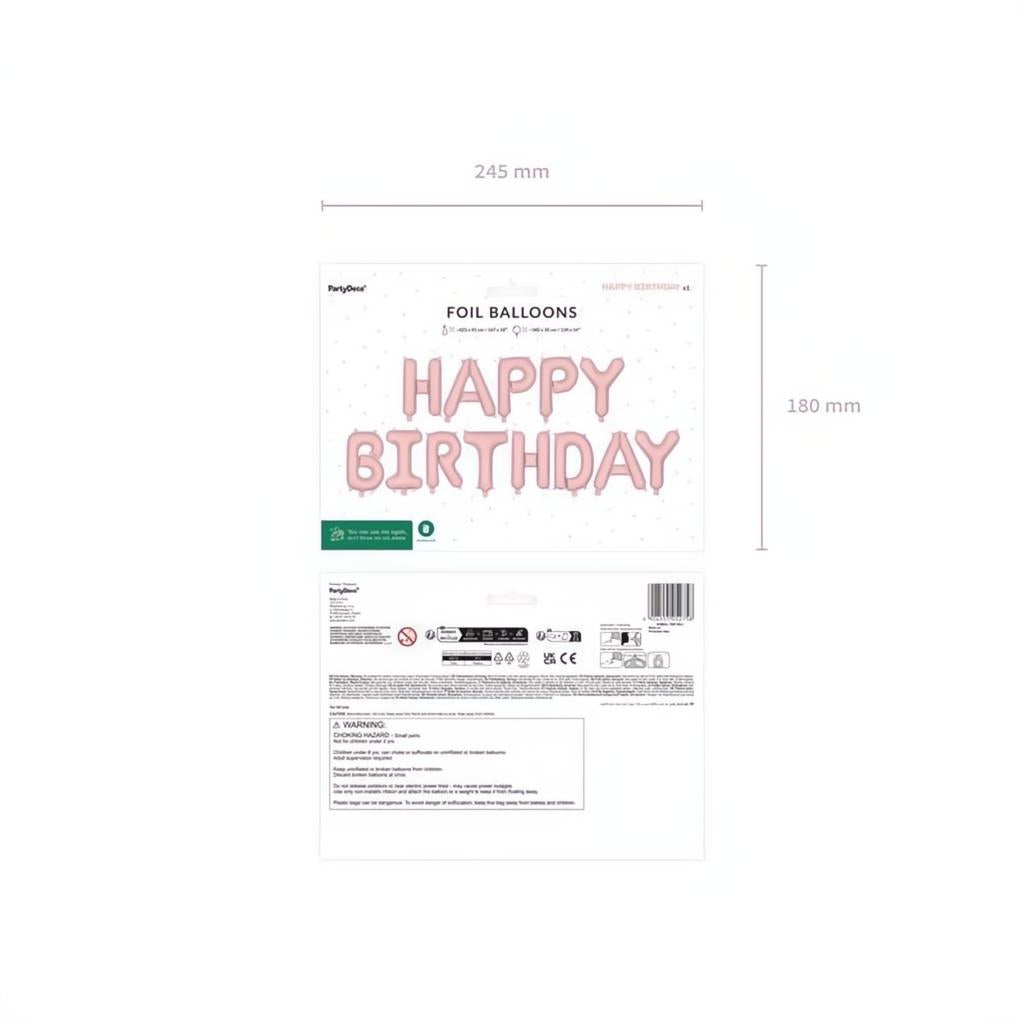 Folienballon Happy Birthday, 340x35cm, rosa PartyDeco 3 fiestastore
