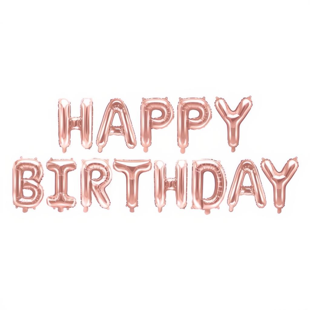 Folienballon Happy Birthday, 340x35cm, roségold PartyDeco 1 fiestastore