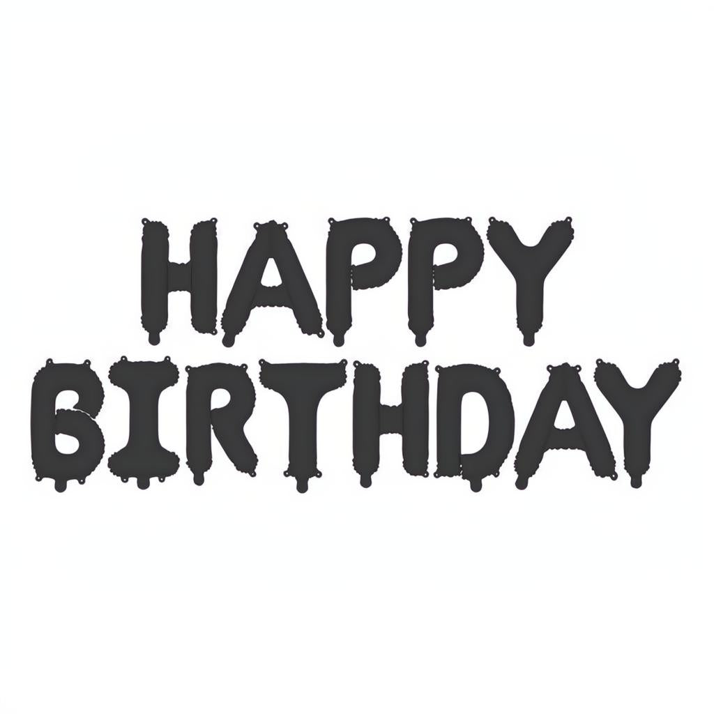 Folienballon Happy Birthday, 340x35cm, Schwarz PartyDeco 1 fiestastore