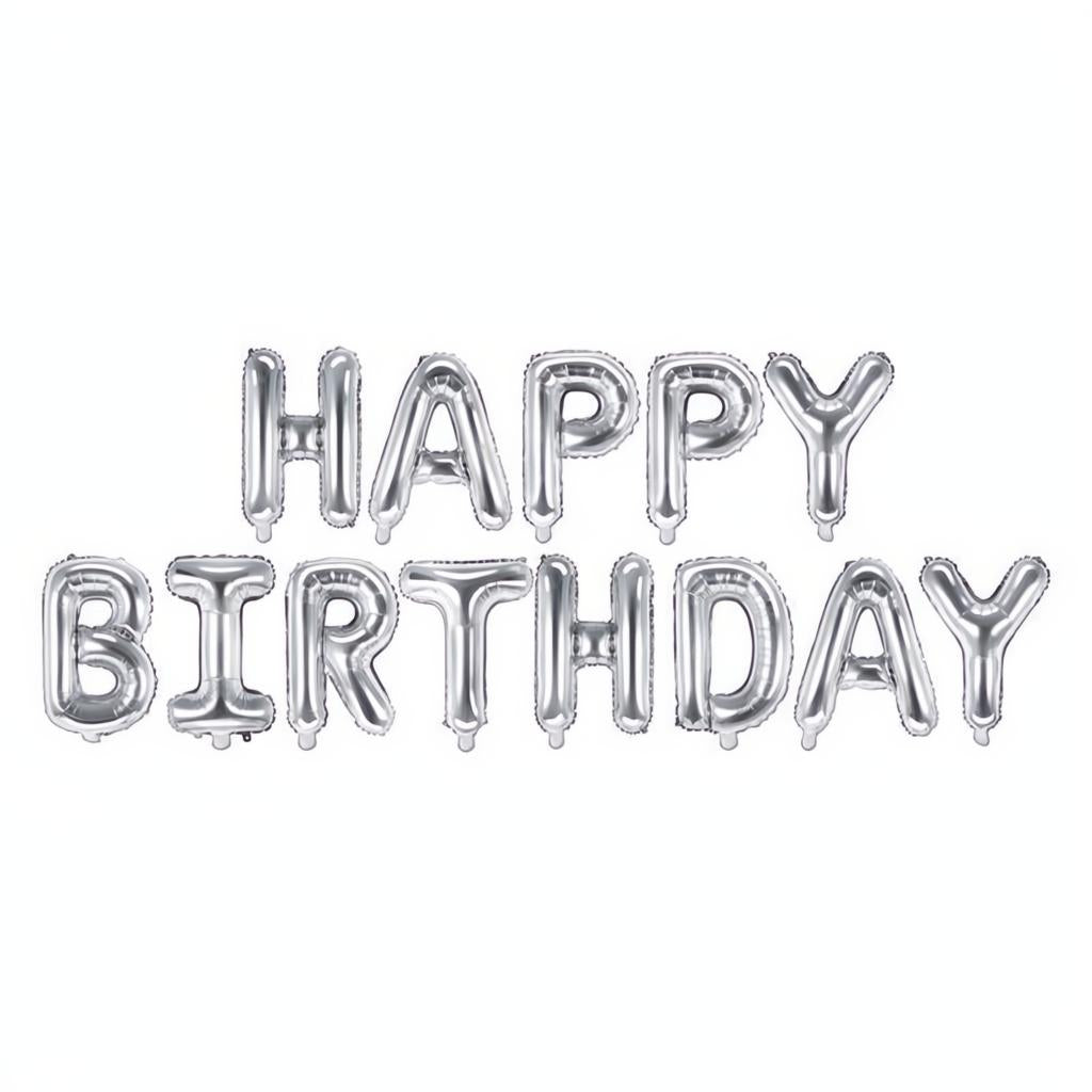 Folienballon Happy Birthday, 340x35cm, silber PartyDeco 1 fiestastore