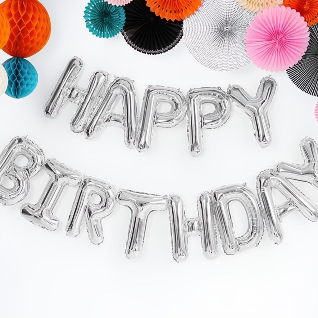 Folienballon Happy Birthday, 340x35cm, silber PartyDeco 2 fiestastore