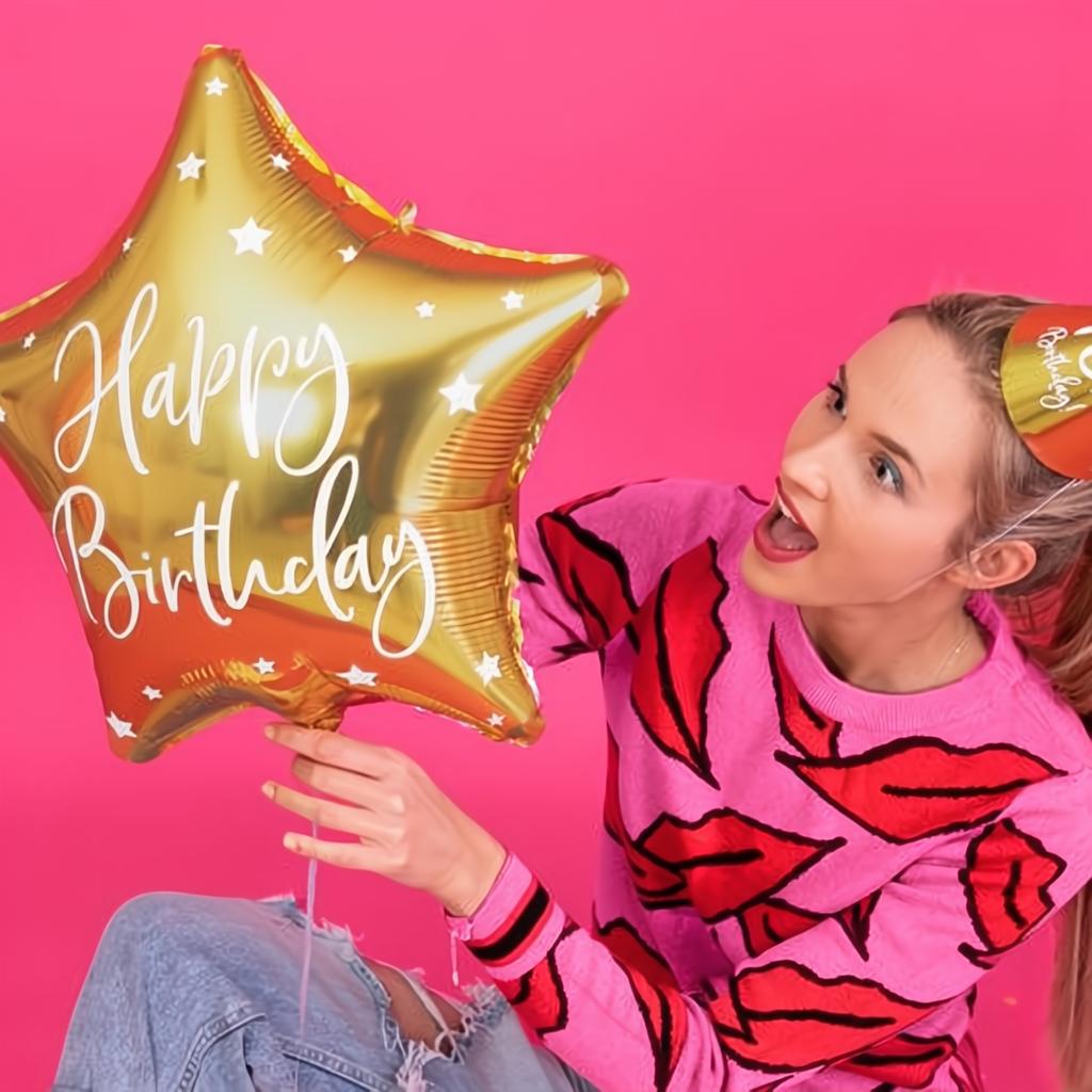 Folienballon Happy Birthday, 40cm, gold PartyDeco 2 fiestastore