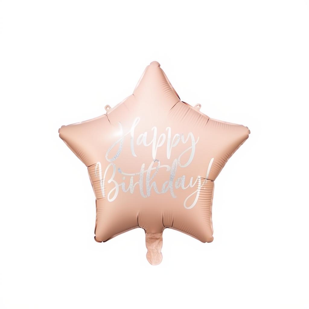 Folienballon Happy Birthday, 40cm, hell-puderrosa PartyDeco 1 fiestastore
