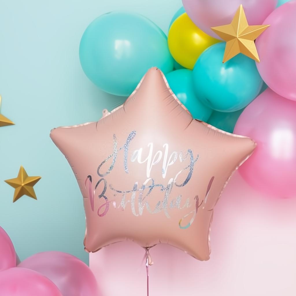 Folienballon Happy Birthday, 40cm, hell-puderrosa PartyDeco 2 fiestastore