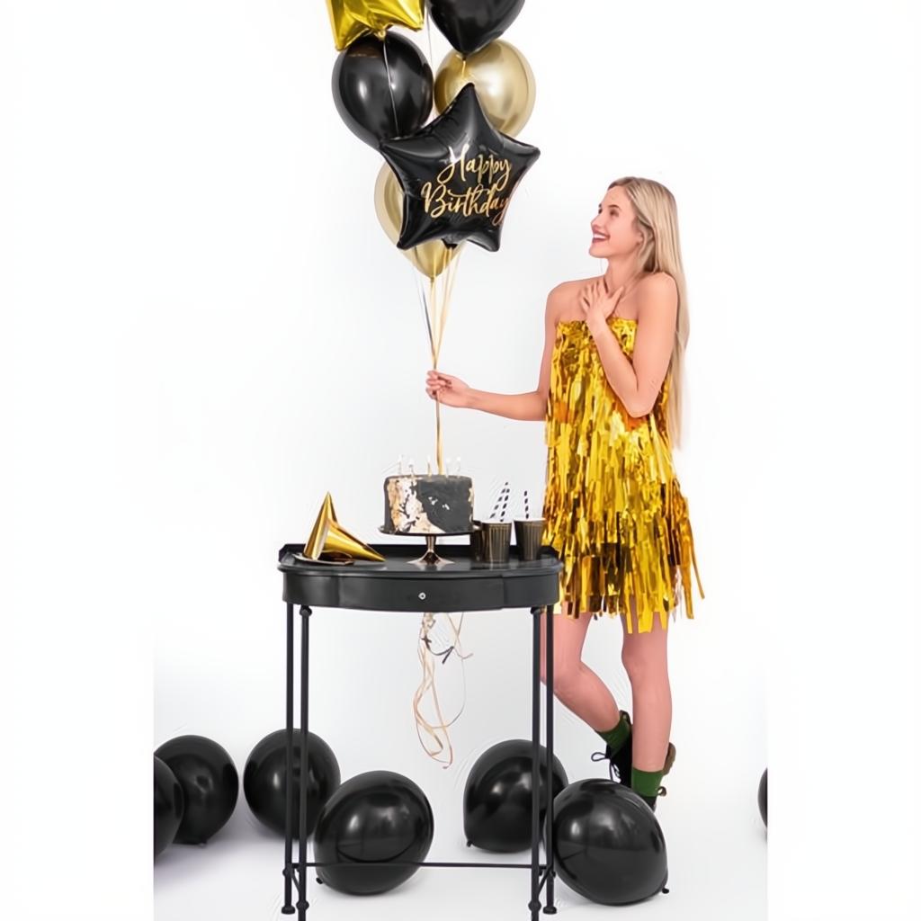 Folienballon Happy Birthday, 40cm, schwarz PartyDeco 2 fiestastore