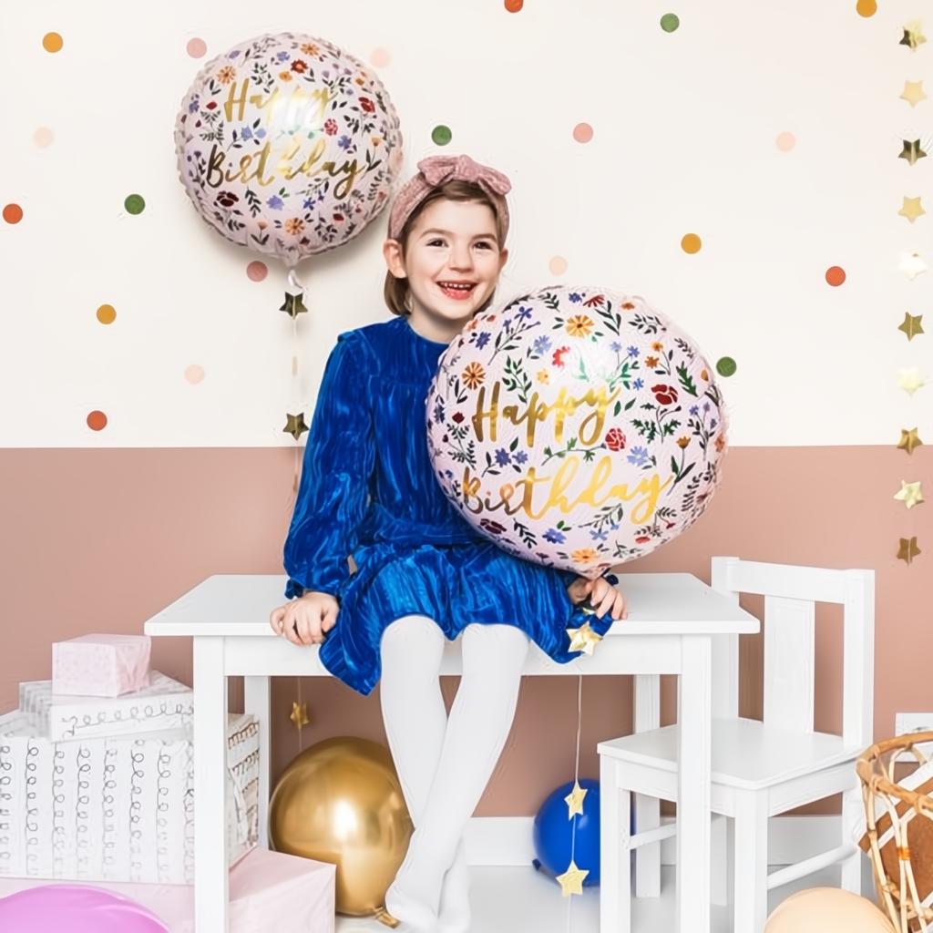 Folienballon Happy Birthday, 45cm, hellrosa PartyDeco 2 fiestastore