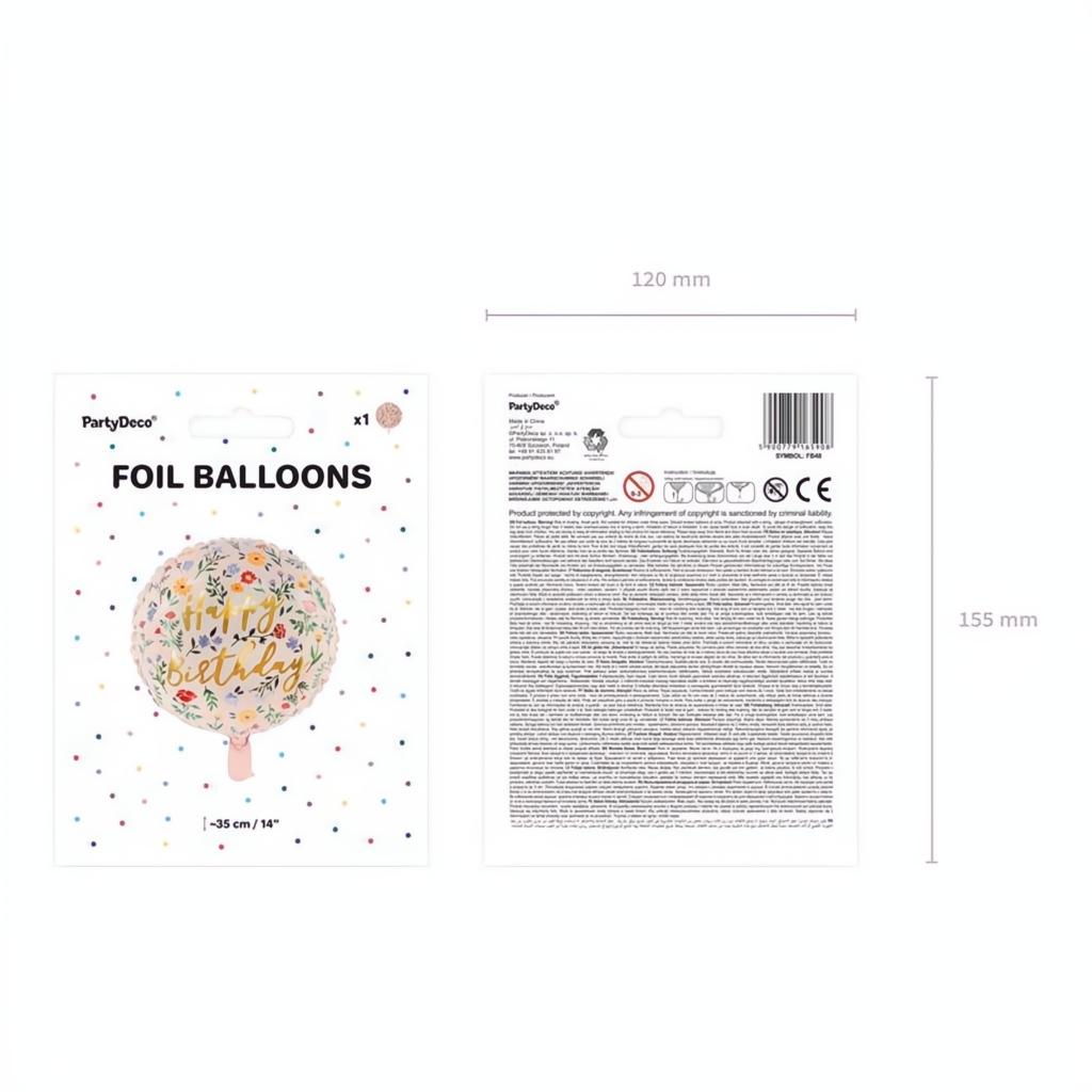 Folienballon Happy Birthday, 45cm, hellrosa PartyDeco 5 fiestastore