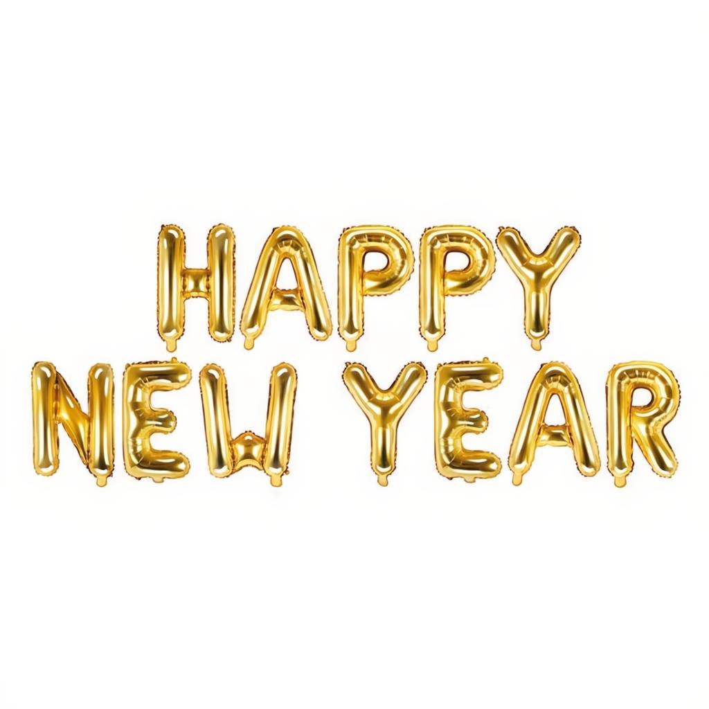 Folienballon Happy New Year, 422x46cm, gold PartyDeco 1 fiestastore