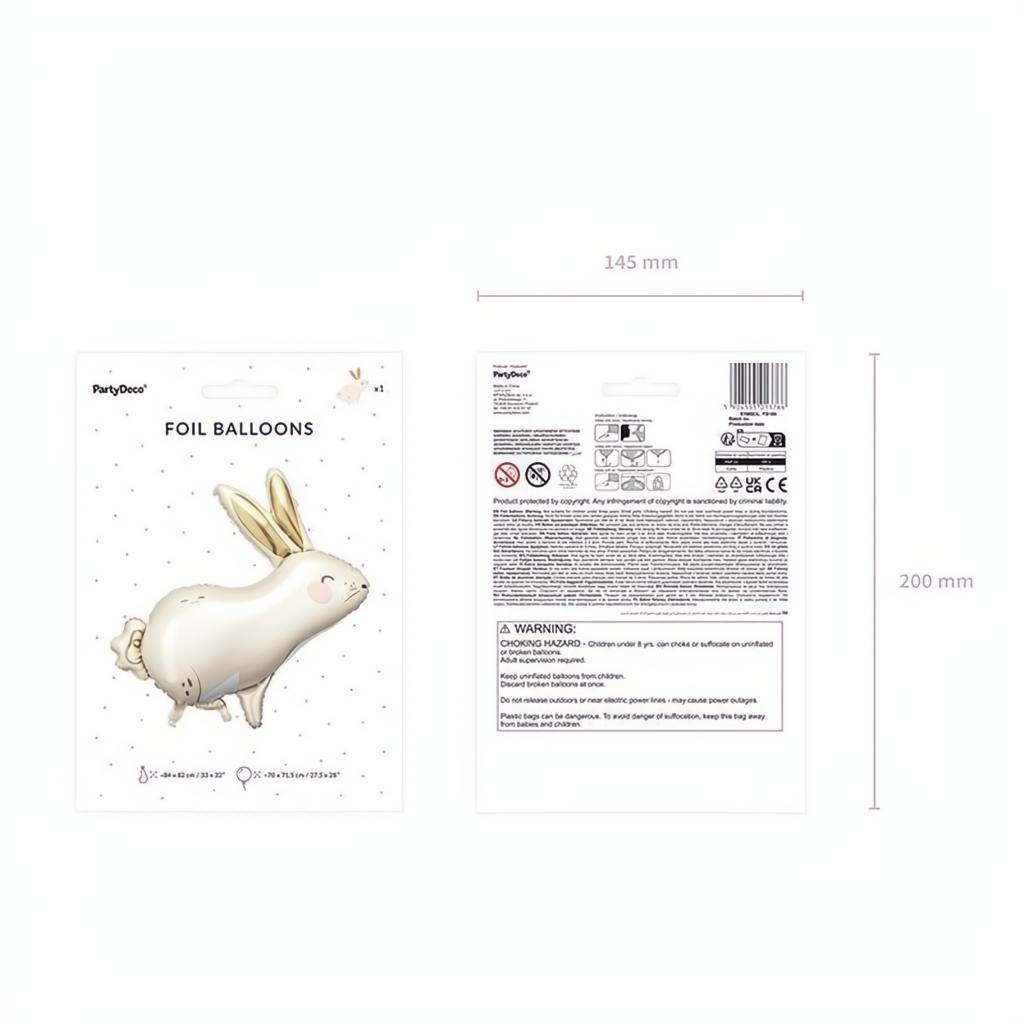 Folienballon Hase, 67x88 cm Folienballons PartyDeco 11 fiestastore