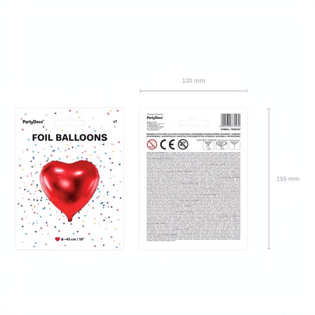 Folienballon Herz, 45cm, rot PartyDeco 5 fiestastore