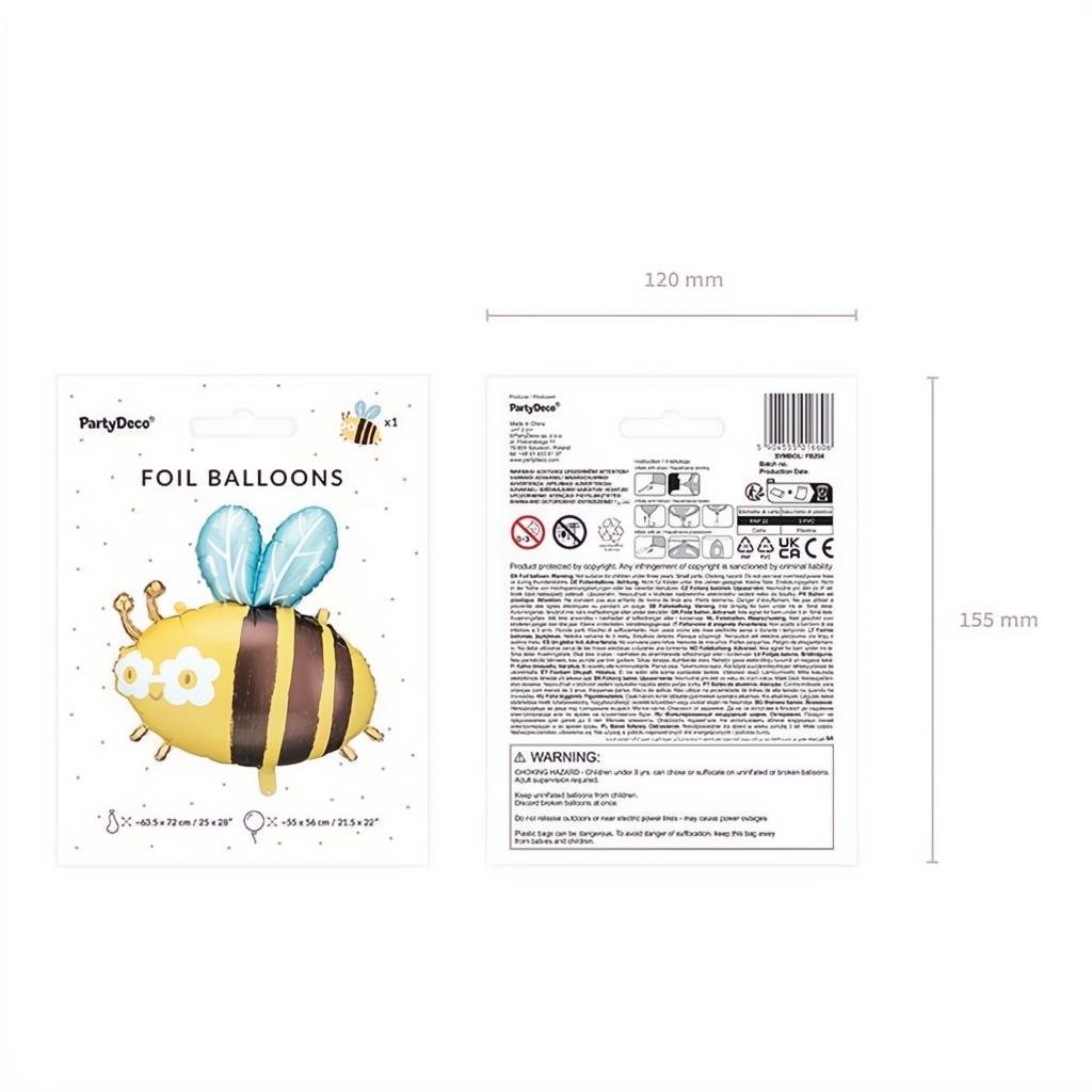 Folienballon Hummeln, 63.5x72 cm PartyDeco 8 fiestastore