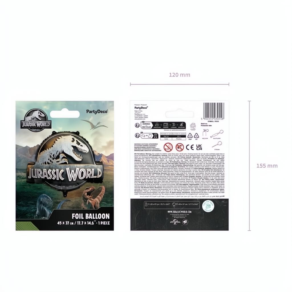Folienballon Jurassic World Logo, 45x37 cm Folienballons PartyDeco 4 fiestastore