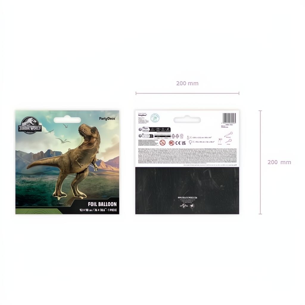 Folienballon Jurassic World T-Rex, 92x98 cm, braun Folienballons PartyDeco 5 fiestastore