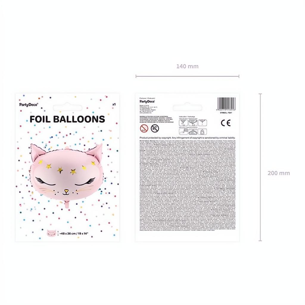 Folienballon Kätzchen, 48x36cm Gemischte Farbe PartyDeco 3 fiestastore